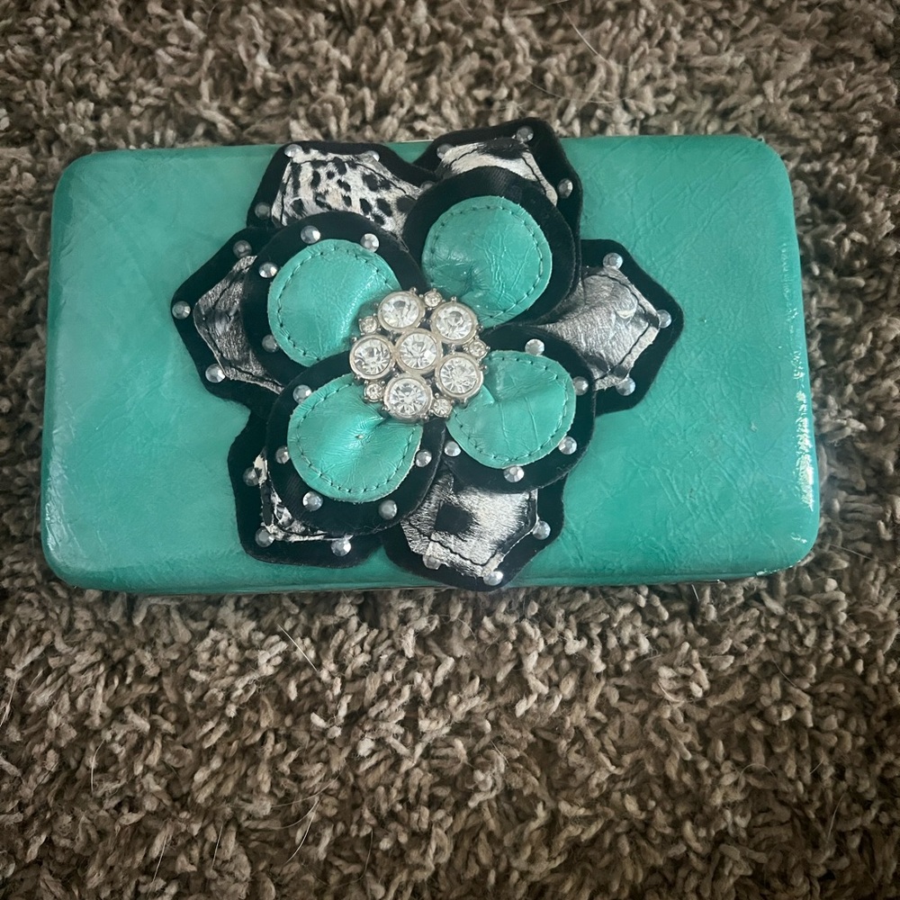 Teal Flower Wallet